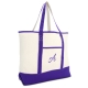 DALIX Women's Canvas Tote Bag Shoulder Bags Open Top Purple Monogram A