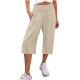 Oalirro High Waisted Trousers for Women Cropped Pants Womens Capris and Cropped Pants Khaki