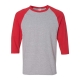 Gildan Adult Heavy Cotton 34Raglan Sleeve TShirt SPORT GREY RED S