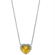 American Designs CZ and YellowOrange Citrine Swarovski Crystal Sterling Silver Heart Love Necklace 18 Chain