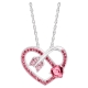 Luminesse Arrow Heart Pendant Necklace with Pink  Rose Swarovski Crystals in Sterling Silver