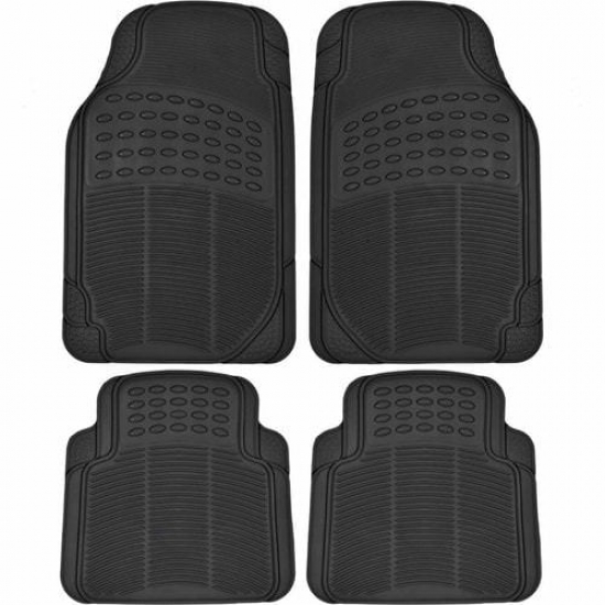 BDK HeavyDuty 4piece Front and Rear Rubber Car Floor Mats All Weather Protection for Car Truck and SUV