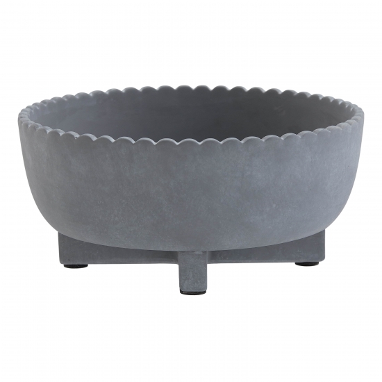 Better Homes  Gardens Pottery 8 Thalea Ceramic Scalloped Bowl with Stand Grey