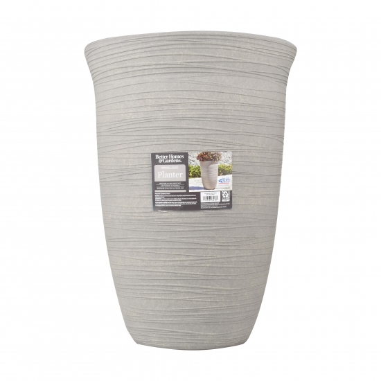 Better Homes  Gardens Terrence 15 Wide Round Resin Vase Cement Color