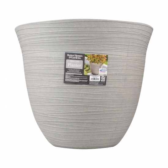 Better Homes  Gardens Terrence 19 Wide Round Resin Planter Cement Color
