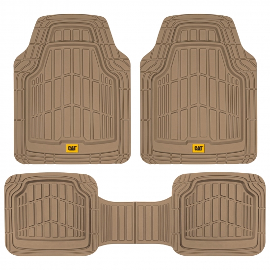 CATERPILLAR 3Piece Heavy Duty All Weather Rubber Floor Mats Total Protection Durable Trim to Fit Liners for Car Truck SUV  Van