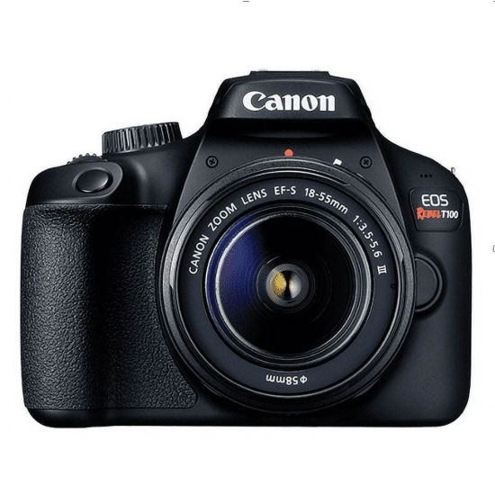 Canon EOS Rebel T100 Digital SLR Camera with 1855mm Lens Kit 18 Megapixel Sensor WiFi DIGIC4 SanDisk 32GB Memory Card and Live View Shooting