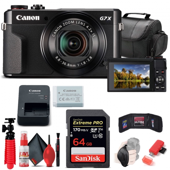 Canon PowerShot G7 X Mark II Digital Camera 1066C001  64GB Card  More