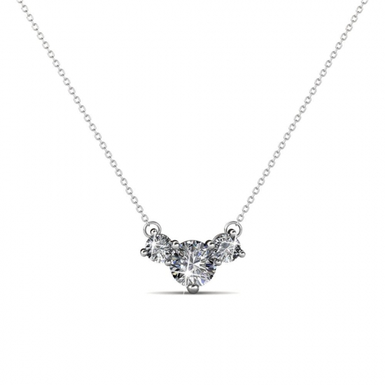 Cate  Chloe Calliope Poetic 3 Stone Pendant Necklace Womens 18k White Gold Plated Necklace with Swarovski Crystals Beautiful Sparkling Crystal Stones Silver Drop Necklace for Women