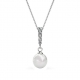 Cate  Chloe Gabrielle 18k White Gold Plated Silver Pearl Pendant Necklace with Swarovski Crystals  Pearl Necklace with Round Cut Diamond Crystal Necklace