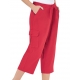 Collections Etc Womens Elastic Waist Cargo Pocket Capri Pant Red Large
