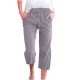 Ernkv Womens Cotton Capri Cuff Pants Clearance Solid Clothing Fashion Retro High Elastic Waist Summer Casual Drawstring Sports Comfy Trousers Gray XL