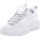 FILA Womens White 1 Platform Comfort Removable Insole Treaded Disruptor Ii Premium LaceUp Leather Athletic Sneakers 10