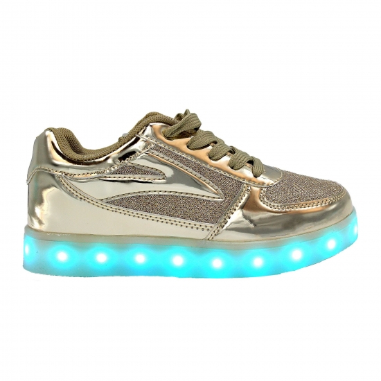 Family Smiles LED Light Up Sneakers Low Top Adult Gold Shoes US 65  EU 37