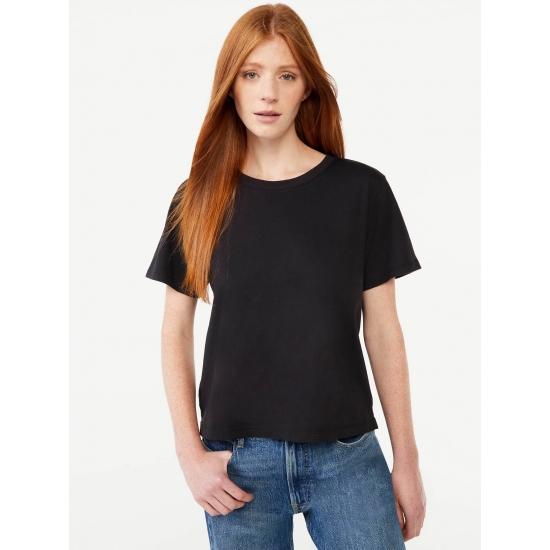 Free Assembly Womens Crop Box Tee with Short Sleeves Sizes XSXXXL