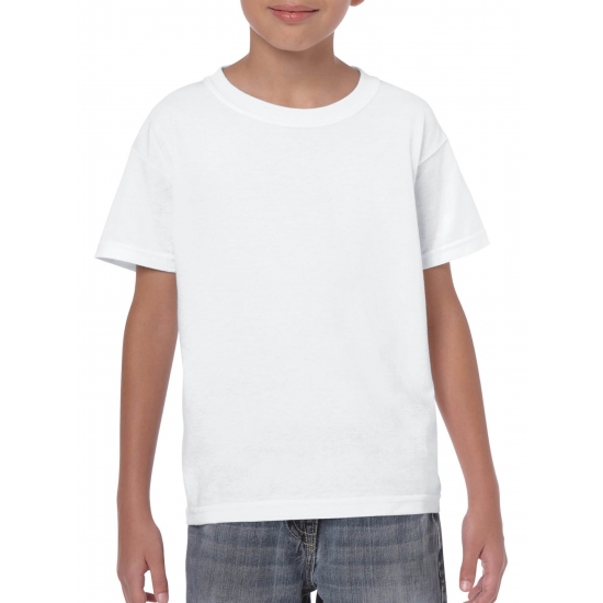 Gildan Unisex Kids Crewneck Tee with Short Sleeves White