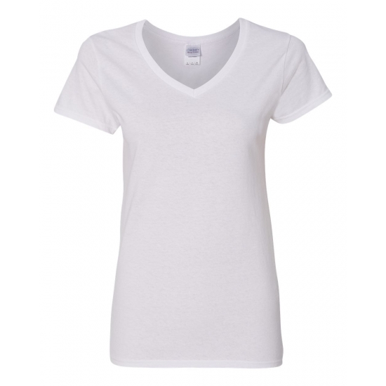 Gildan Womens Short Sleeve V Neck TShirt for Crafting  White Size M Soft Cotton Classic Fit 1Pack Blank Tee
