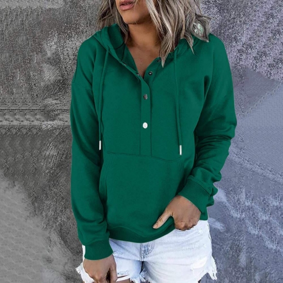 Guzom Hoodies for Women Hoodies for Women Gifts for Women Solid Casual Pullover Fall and Spring Sweatshirt Army Green L