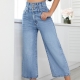 Guzom Womens Baggy Jeans Cropped Boyfriend High Waisted Stretchy Wide Leg Fall Fashion Denim Pants Blue Size 4