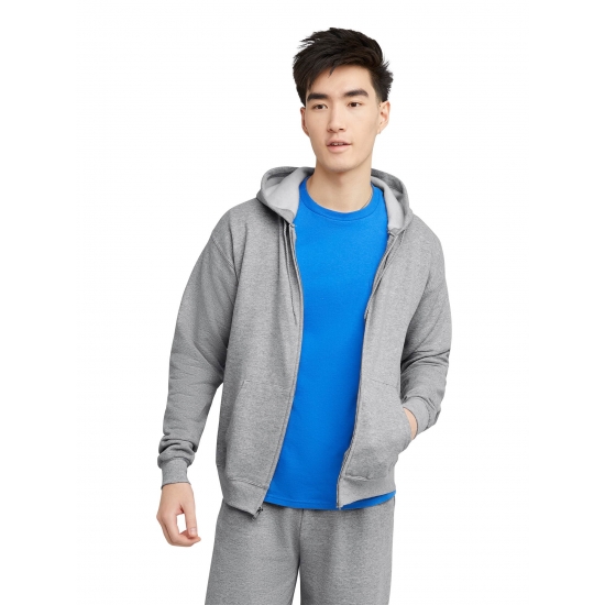 Hanes Essentials Mens EcoSmart Fleece Full Zip Hoodie Sizes up to 3XL