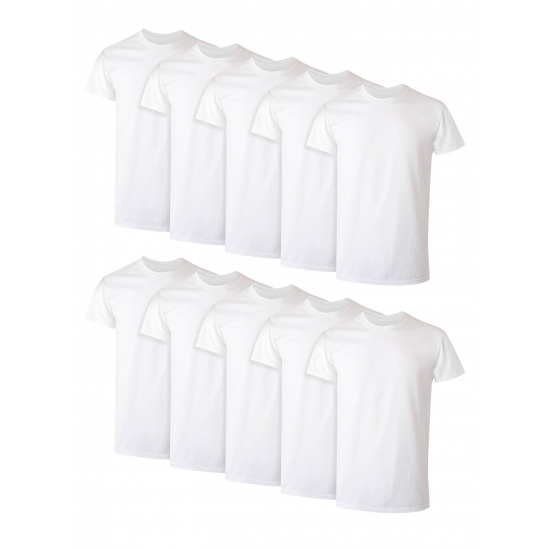 Hanes Mens Super Value Pack White Crew TShirt Undershirts 10 Pack