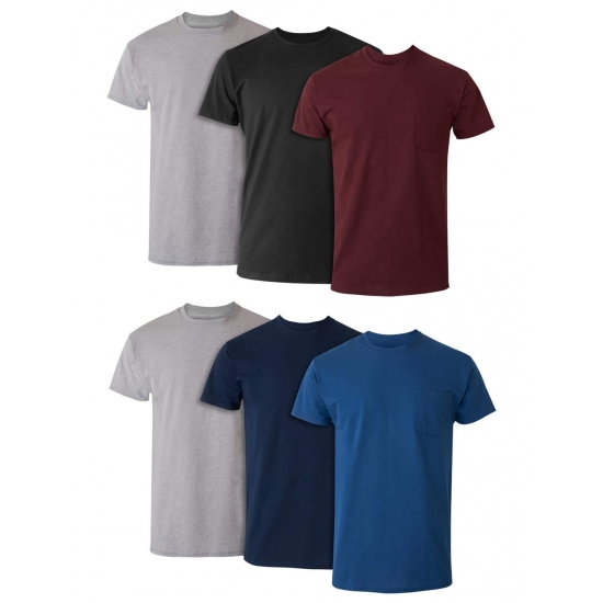 Hanes Mens Value Pack Assorted Pocket TShirt Undershirts 6 Pack