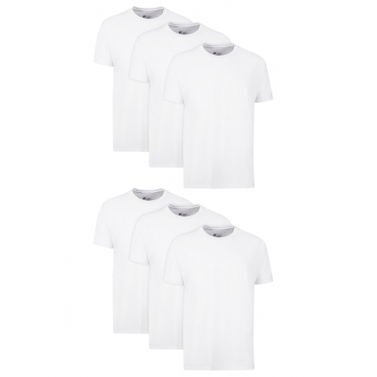 Hanes Mens Value Pack White Crew TShirt Undershirts 6 Pack