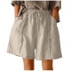 JWZUY Womens Casual Solid Cotton Linen Elastic Drawstring Summer Beach Bermuda Pocketed Shorts Cuff Hem Shorts Gray XXXL