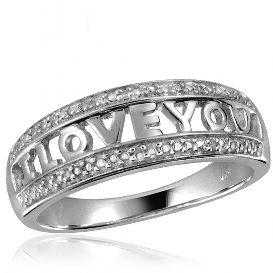 JewelersClub 0925 Sterling Silver Accent White diamond I Love You Ring for Women  Diamonds for Everyday Womens Wear