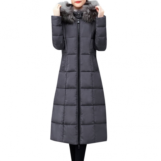 LYXSSBYX Winter Coats for Women Plus Size Clearance Women Outerwear Faux Fur Hooded Coat Long Cottonpadded Jackets Pocket Coats