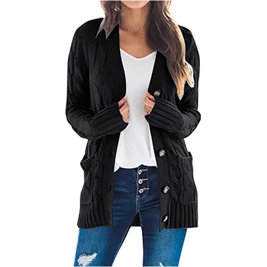 LoyisViDion Coat WomenS Knit Cardigans Loose Slouchy Oversized Wrap Chunky Pocket Sweaters Coat Black 10XL