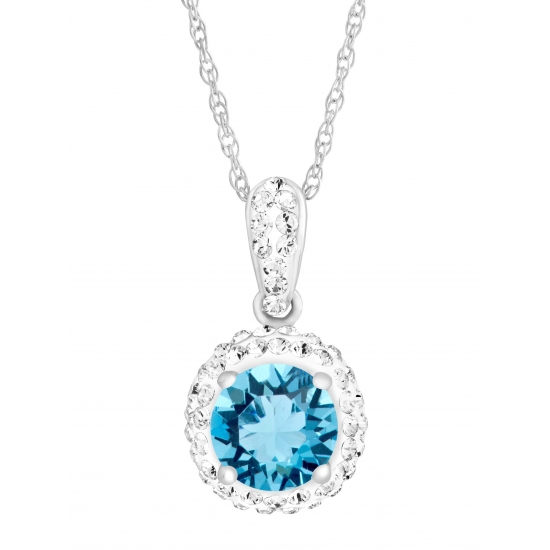 Crystaluxe Luminesse March Birthstone Pendant Necklace in Sterling Silver with Swarovski Crystals