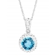 Crystaluxe Luminesse March Birthstone Pendant Necklace in Sterling Silver with Swarovski Crystals