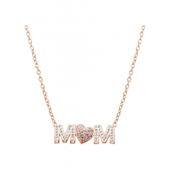 Crystaluxe Luminesse Mom Pink Heart Necklace with Swarovski Crystals in 18kt Rose GoldPlated Sterling Silver