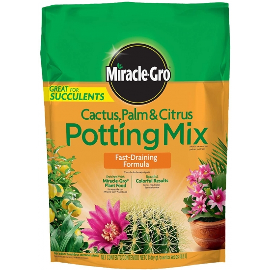 MiracleGro Cactus Palm  Citrus Soil  For Containers  Added Fertilizer Feeds for 6 Months 8 qt 1Pack