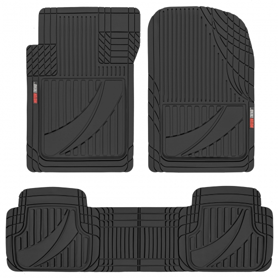 Motor Trend FlexTough Advanced Performance Mats  3pc Rubber Floor Mats for Car SUV Auto All Weather Plus  2 Front  Rear Liner