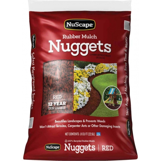 New NuScape NS8RD Rubber Mulch Nuggets Ground Cover Red 08 CuftEach