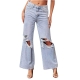 Olyvenn Fashion Ladys High Waisted Lacing Loose And Comfortable Stretch Wide Leg Straight Pants Full Length Pants Jeans for Women Trendy 2023 Light Blue 10