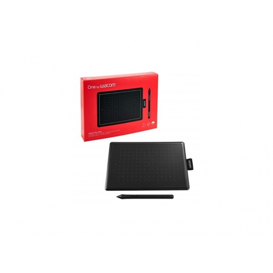 One by Wacom  Graphic Drawing Tablet for Beginners Small Black  Red Compatible with Windows and Mac