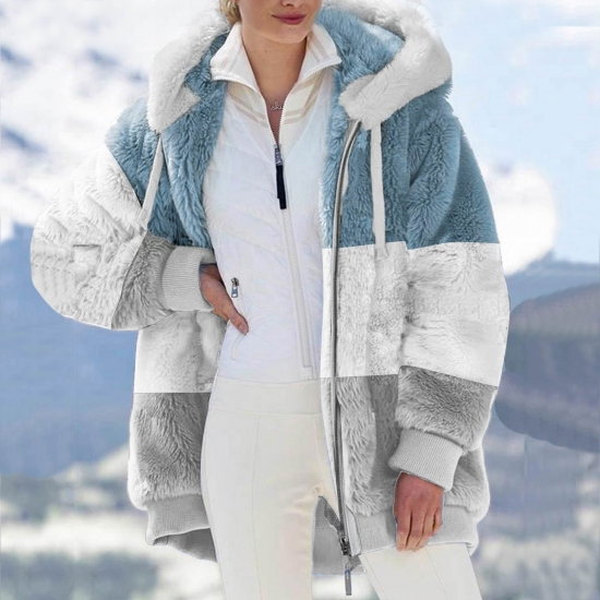 Patlollav Women Coats Plus Size Warm Faux Coat Zipper Long Sleeve Outerwear Winter Jackets