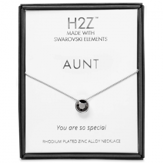 Pavilion Gift Pavilion  Aunt Gift  Black Swarovski Elements Rhodium Silver Pendant Necklace With 175 Inch Chain