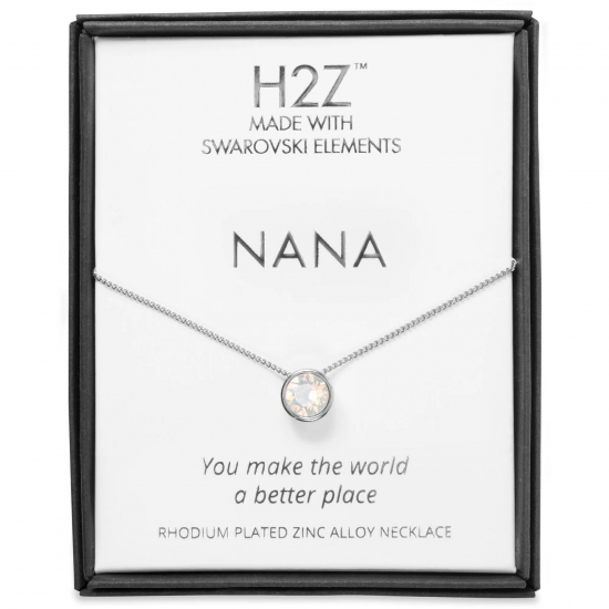 Pavilion Gift Pavilion  Nana Gift  White Opal Swarovski Elements Rhodium Silver Pendant Necklace With 175 Inch Chain
