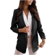 Pntutb Womens Clearance Ladies Solid Turn Down Collar Jacket Long Sleeve Coat Outerwear Blazer Black XXXL