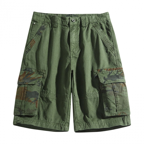 SMihono Deals Mens Plus Size Cargo Shorts MultiPockets Relaxed Summer Beach Shorts Pants Jeans Workout Running Shorts Soft Cotton Flex Stretch Training Knit Gym Cargo Shorts Army Green 6