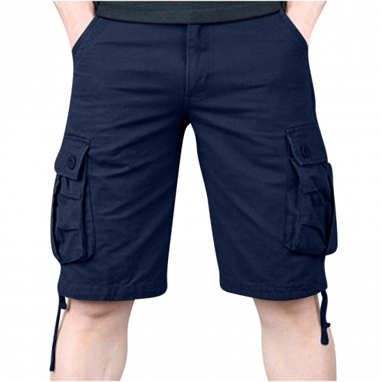 SMihono Deals Mens Plus Size Cargo Shorts MultiPockets Relaxed Summer Beach Shorts Pants Jeans Workout Running Shorts Soft Cotton Flex Stretch Training Knit Gym Cargo Shorts Navy 16