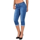 LANGWYQU Simple Blue Denim Pants Skinny Jeans Women Summer Capris
