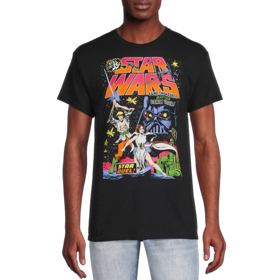 Star Wars Mens Star Duel Graphic Tee with Short Sleeves