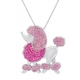 Amanda Rose Sterling Silver Pink Poodle Pendant Necklace for Women made with Swarovski Crystals