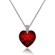 Designs by FMC Sterling Silver Ruby Heart Necklace Created with Swarovski Crystals