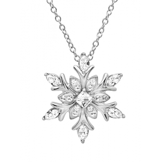 Amanda Rose Sterling Silver Snowflake PendantNecklace made with Swarovski Crystals